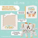 Tickle & Main We Are Twins Book & Set of 2 Plush Elephant Rattles for Baby, Toddler, Twins, Boys, or Girls - Twins Book
