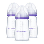 Lansinoh Anti-Colic Baby Bottles for Breastfeeding Babies, 5 Ounces, 3 Count, Includes 3 Slow Flow Nipples, Size S