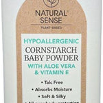 Natural Sense Plant-Based Hypoallergenic Cornstarch Baby Powder with Aloe Vera & Vitamin E, 9oz