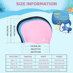 Kids Long Hair Swim Cap for Girls Boys, 3 Size Silicone Swimming Cap for Age 1-15 Toddler Children Teens, Waterproof Swim Hats Bathing Caps with Ear Plugs & Nose Clip to Keep Hair Dry(Age 3-8/Black)