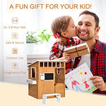 Outsunny Wooden Playhouse for Kids Outdoor with Working Door, Windows, Mailbox, Bench, Flowers Pot Holder, 48" x 42.5" x 53"