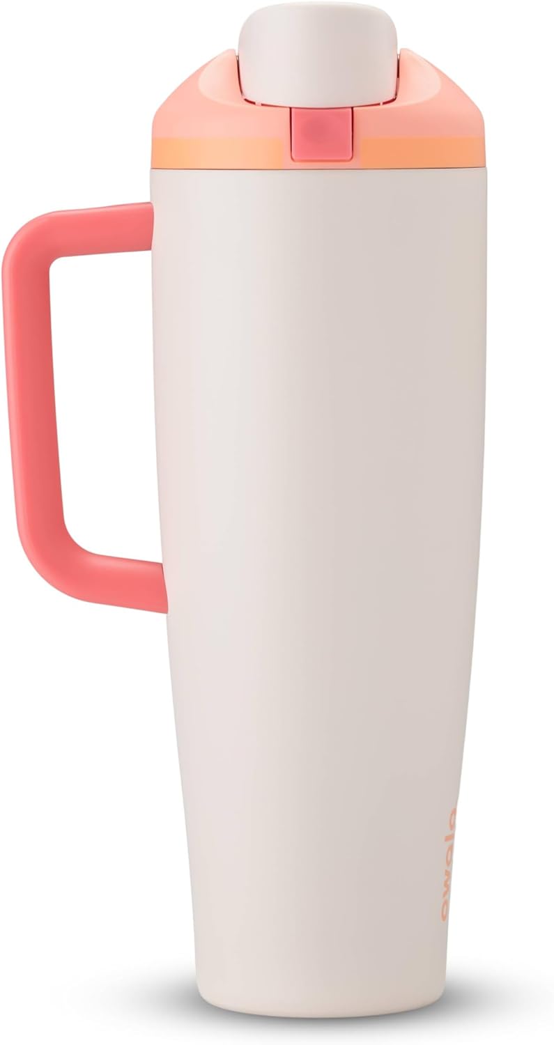 Owala FreeSip Tumbler Insulated Stainless Steel Water Bottle with Built-in Straw and Side Handle, For Travel, Work, School, and Sports, 40oz, BPA Free, Leak Proof, Black Cherry