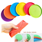 SUHEEUS Kids Flying Disc Toy Outdoor Playing Lawn Game Disk Flyer for Kindergarten Teaching Soft Silicone Colorful 6 Pack Bulk Set