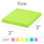 (24 Pack) Sticky Notes 3x3 in Post Bright Stickies Colorful Super Sticking Power Memo Pads, Strong Adhesive, 74 Sheets/pad
