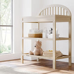 Graco Olivia Changing Table with Water-Resistant Changing Pad (Driftwood) - GREENGUARD Gold Certified, Includes Bonus Water-Resistant Changing Pad with Safety Strap, 2 Open Shelves, Stylish Design