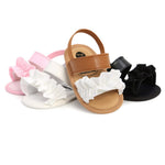 GDSDYM Infant Baby Girls Summer Sandals with Flower Soft Sole Newborn First Walkers Crib Wedding Dress Shoes