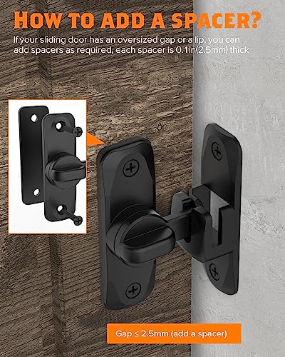 90/180 Degree Barn Door Lock, Small Flip Gate Latches Hardware, Door Security Sliding Door Latch Lock fo Cabinets, Barn Door, Bathroom, Gardenr Doors (Black-2Pcs)