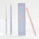 Kaco Gel Pens Cute Stationery 3 Pieces 0.5mm Fine Point, Quick Drying Pens for Journaling Aesthetic Office Supplies, 2 Black Ink and 1 Coral Ink