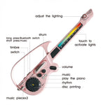 Stringless Guitar, Multi-Functional Electronic Guitar Toy Set, Musical Toy with Music and Lights, Children's Music Trainer, Toddler Instrument, Boys, Preschool Educational Toy Gift (Pink)