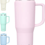 40 oz Tumbler with Handle, Insulated Tumblers with Lid and Straw, Large Metal Sports Water Bottle Jug, Thermal Stainless Steel Travel Coffee Mug Cup, Black