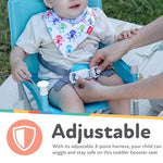 Nuby Easy Go Pop-Up Booster Seat with Removable Tray - 6+ Months - Portable Booster Seat for Floor for Indoor/Outdoor Use - 3-Point Safety Adjustable Straps - Includes Travel Bag - Stripes