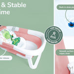 Rylor Baby Bathtub for Newborns & Infants 0-12 Months - Foldable, Compact, Non-Slip Bath Tub with Adjustable Cushion - Safe & Comfortable Bath Seat - Perfect for Home & Travel (Pink)