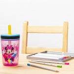Zak Designs Disney Kelso Tumbler 15 oz Set (Minnie Mouse) Leak-Proof Screw-On Lid with Straw, Made of Durable Plastic and Silicone, Perfect Bundle for Toddlers, Kids