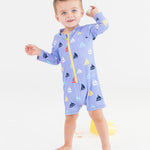 RUGGEDBUTTS Down by The Bay Long Sleeve One Piece Rash Guard - 3-6m