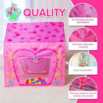 PLAY 10 Kids Tent, Princess Castle Pink Tent for Kids, Kids Playhouse Kids Play Tent, Kids Tent Indoor Playhouse for Kids Outdoor, 37 * 28 * 40inch,Big Enough for 2-3 Little Kids Play Together