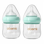 Glass Baby Bottles,Anti Colic Breastfeeding Bottle with Natural Response Nipple Size S,Wide Neck Slow Flow Baby Bottle for Baby,Newborn,Preemie 0-3 0-6 Month,BPA Free (Blue, 1 Pack, 4 Ounce)