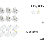 Vmaisi Adhesive Magnetic Locks for Cabinets & Drawers (10 Locks and 2 Keys)
