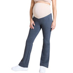 Motherhood Maternity Women's Essential Full Length Secret Fit Over The Belly Flare Pregnancy Yoga Pants, Heather Grey, Medium