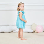 WZSYGDTC 0-24 Months Baby Party Dress Infant Girls One-Piece Romper Jumpsuit (Blue, 6-9 Months)