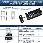 Combination Locking Bolt 2 Pack,Thickened Solid Zinc Alloy Combination Barrel Bolt,Safety Slide Latch Lock with Password Setting,for Shed,Garages,Fences,Iron Gate.(Black 4.8 inch)