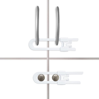 Vmaisi Baby Sliding Cabinet Locks - 4 Pack Adjustable U Shaped Child Safety Locks,Childproof Latches for Kitchen Bathroom Storage Cupboards Doors, Handles and Knobs White (4)