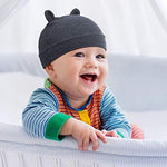 6 Pieces Newborn Baby Hat Bear Ears Infant Caps Baby Boy Girl Toddler Hats Infant Beanie Caps for 0-3 Months (Black White, Black, Navy Blue, Black Gray, Gray, White,Classic)
