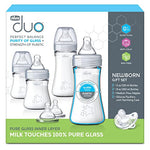 Chicco Duo Hybrid Baby Bottle Newborn Starter Giftset, Real Glass Inside, Lightweight Plastic Outside, Patented Invinci-Glass Technology, Intui-Latch Nipple, Clear/Grey