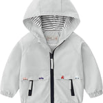 Volunboy Toddler Boys Windbreaker Casual Outerwear Kids Lightweight Zip Hooded Jacket Baby Cute Dust Coat