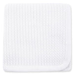Little Me Baby Unisex White Cable Knit Swaddling Receiving Blanket, 30 X 27 inches, 100% Cotton Baby Blankets