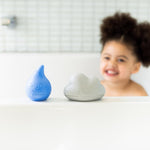 Ubbi Muted Color Cloud and Droplet Silicone Bath Squeeze Toys for Toddlers and Baby, Fun Interactive Bath Time Accessory, Set of 2