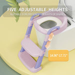 Potty Training Toilet Seat For Boys Girls, Toddler Toilet Seat With Step Stool Ladder, Foldable Toddler Potty Seat For Toilet With Non-Slip Design, Adjustable Height (Purple & Pink)