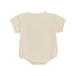Licupiee Newborn Girl Boy Mushroom Romper Shirts Infant Baby Summer Clothes Letter Embroidery Short Sleeve Bodysuit Tops (Beige, 0-3 Months)