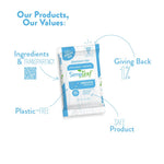 Simpleaf Flushable Wet Wipes Unscented | Eco-Friendly, Paraben & Alcohol Free | Hypoallergenic & Safe for Sensitive Skin | Soothing Aloe Formula | (6 x 25 Counts Convenient Pack) 150 Counts Total