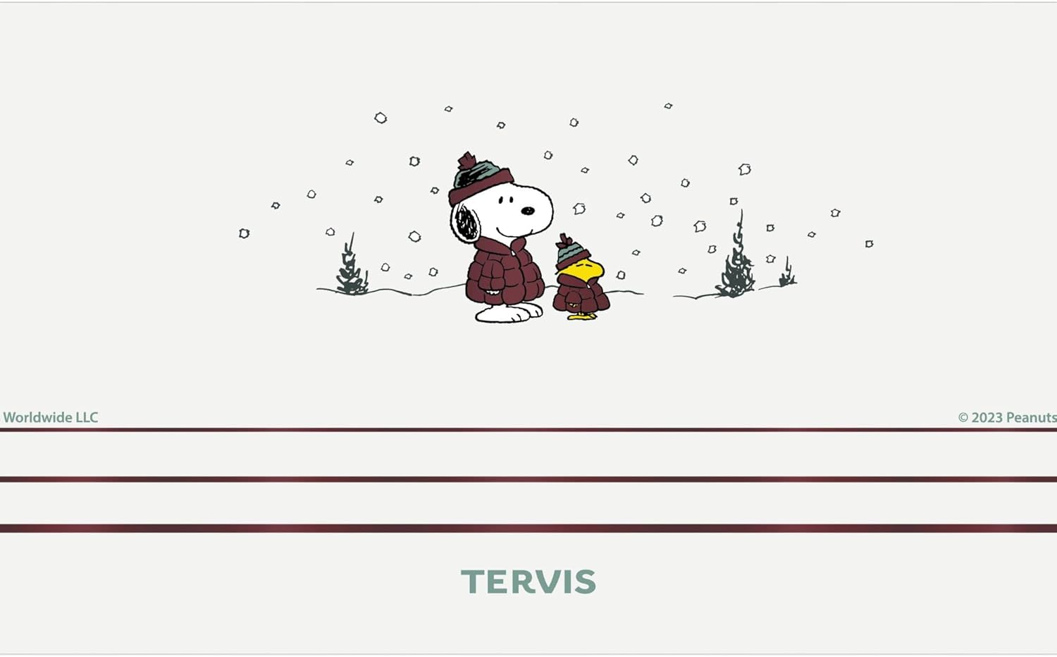 Tervis Traveler Peanuts - Snoopy & Woodstock Christmas Puffer Buddies Triple Walled Insulated Tumbler Travel Cup Keeps Drinks Cold & Hot, 20oz, Stainless Steel