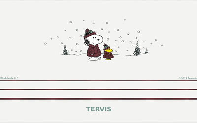 Tervis Traveler Peanuts - Snoopy & Woodstock Christmas Puffer Buddies Triple Walled Insulated Tumbler Travel Cup Keeps Drinks Cold & Hot, 20oz, Stainless Steel