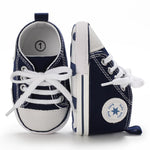 KKIIDDSS Unisex Baby Girls Boys Canvas High-top Shoes, Newborn Infant Anti-Slip Soft Sole Frist Walking Sneakers (A03/Blue,0-6 Months