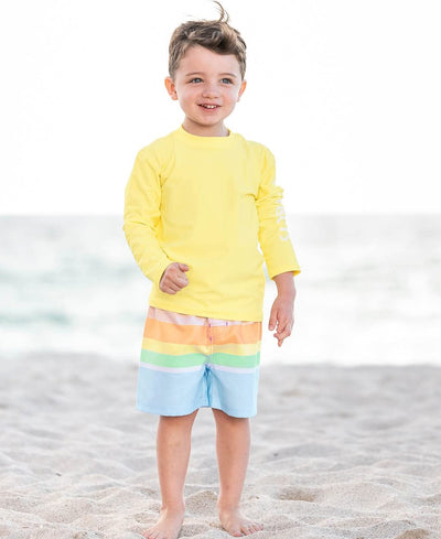 RUGGEDBUTTS® Baby/Toddler Boys Banana Yellow Long Sleeve Rash Guard - 18-24m
