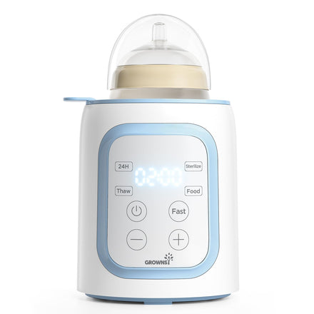 Baby bottle warmer with digital display on a white background