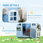 Outsunny Playhouse for Kids Outdoor, Country Style Wooden Playhouse with Flower Pot Holders, Working Door, Windows, Service Stations for 3-7 Years, Blue
