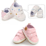 Clowora Baby Boys Girls Shoes Non-Slip Rubber Sole Sneakers Infant First Walking Toddler Crib Shoes Newborn Loafers Flats. (11/2 Pairs_Multi Color+Pink Heart,12-18 Months)