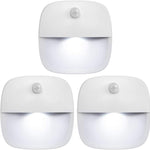 AMIR Upgraded Motion Sensor Light Indoor, Stair Lights Battery Operated, Cordless Stick-On LED Night Light for Closet, Hallway, Bathroom, Kitchen, Cabinet, Energy Efficient (White - Pack of 3)
