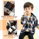 YOUNGER STAR Toddler KidsBaby Boys Hooded Plaid Shirt Classical Shirt Hooded Jacket Fall Winter Clothes (Brown, 12-18 Months)