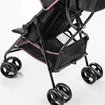 Summer by Ingenuity 3D Mini Convenience Stroller – Lightweight Stroller with Compact Fold, Multi-Position Recline, Canopy with Pop Out Sun Visor and More – Umbrella Stroller for Travel, Pink