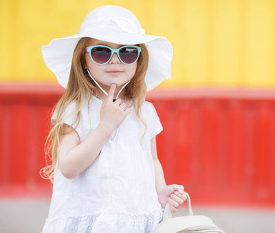 Baby Girl Sun Hat with UPF 50+ Outdoor Adjustable Beach Hat with Wide Brim Bucket Hats (12-24 Months, Pink & White -2pcs)
