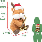 Cuddle Barn - Merry Saxmas Sterling | Animated Christmas Reindeer Stuffed Animal Plush Toy, Sways, Lights Up, and Plays Saxophone to Have Yourself a Merry Little Christmas, 12 inches