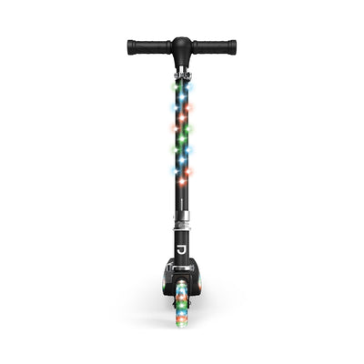 Jetson Scooters - Jupiter Kick Scooter (Black) - Collapsible Portable Kids Push Scooter - Lightweight Folding Design with High Visibility RGB Light Up LEDs on Stem, Wheels, and Deck
