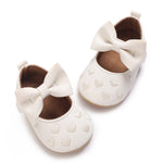LAFEGEN Baby Girls Mary Jane Flats with Bownot Non Slip Soft Sole PU Leather Newborn Infant Toddler First Walker Cirb Dress Shoes(12-18 Months Toddler 21 White)