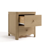 Storkcraft Casablanca 2 Drawer Nightstand (Driftwood) - GREENGUARD Gold Certified, Storage for Kids Bedroom, Premium Wood Nightstand with Elegant, Iconic Wave Detailing and Rounded Posts