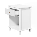 ALYIAMXL Kids Nightstand Modern Kids Bedside Table with One Drawer & Open Storage Shelf Wood End Side Table Toddler Nightstand for Bedroom Living Room (White)