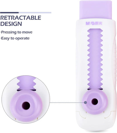 2Pcs Random Color Retractable Slide Eraser - Cute Pencil Eraser, Aesthetic Drawing Eraser - Push Pull, Back to School Supplies for Office, Correction Products